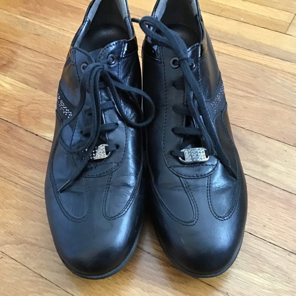 JANET SPORT BLACK LEATHER LACE UP SHOES. 38 - Picture 3 of 8
